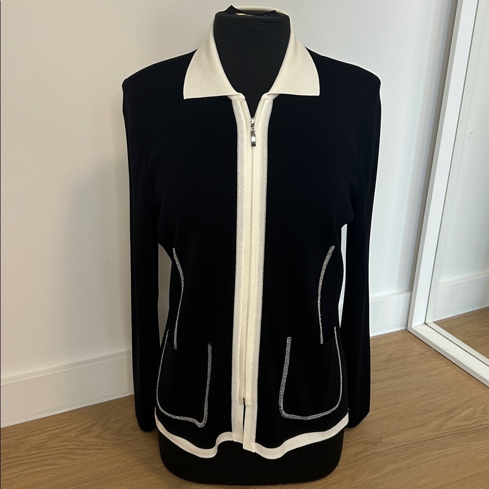 Misook Zip Front Jacket Cardigan Sweater S